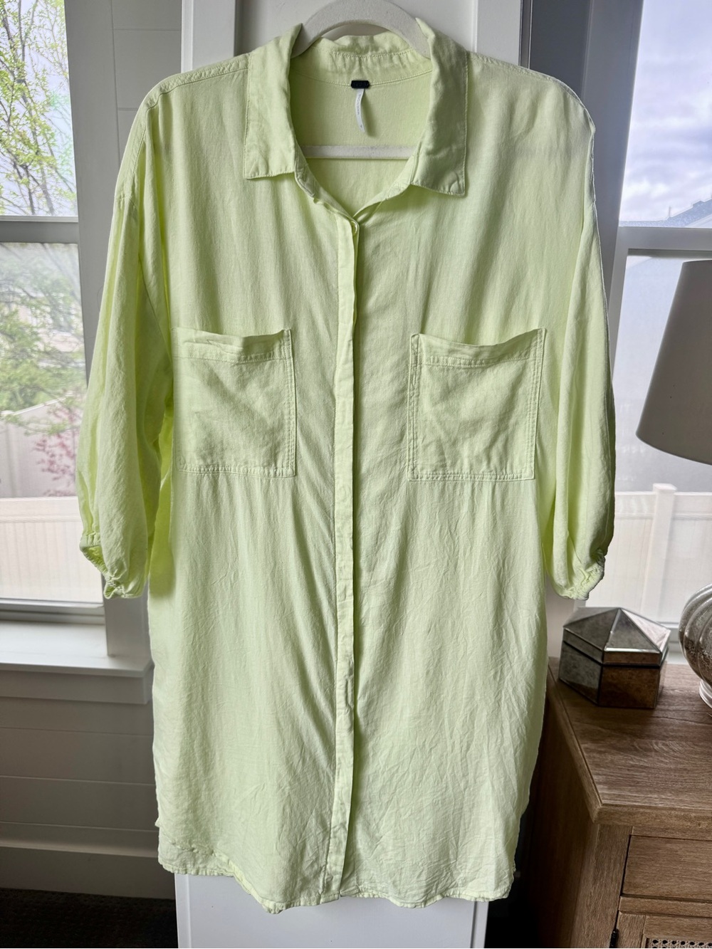 Young Fabulous & Broke Lime Linen Blend Shirt Dress